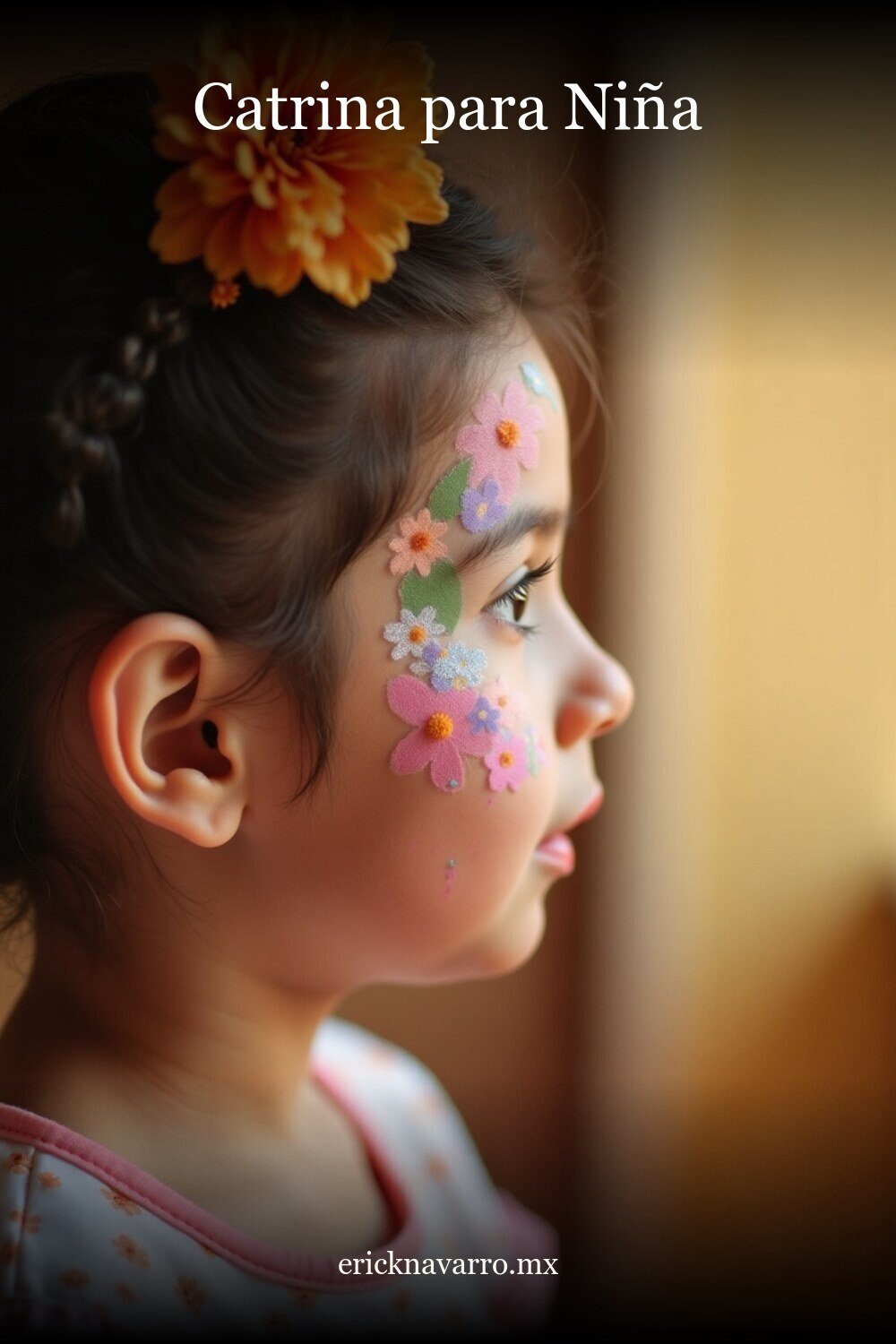 Maquillaje Catrina Niña - imagen pinterest Maquillaje Catrina Niña en estilo editorial moderno para inspiración visual en México