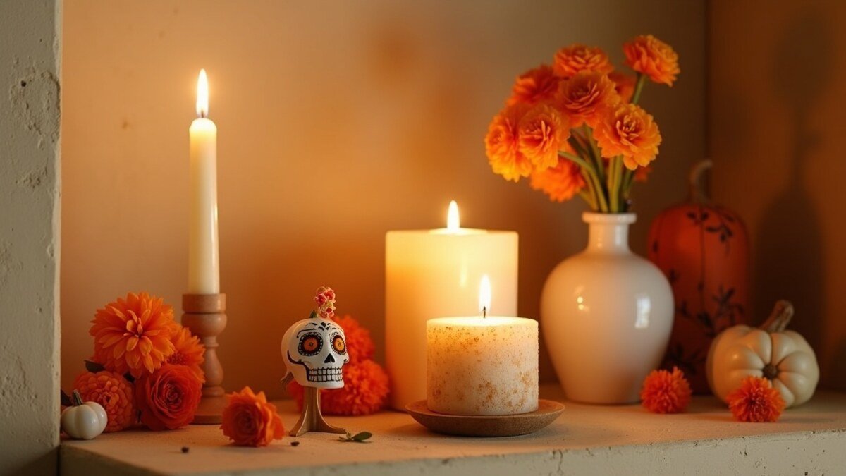 Ofrenda Día de Muertos Moderna en estilo editorial moderno para inspiración visual en México