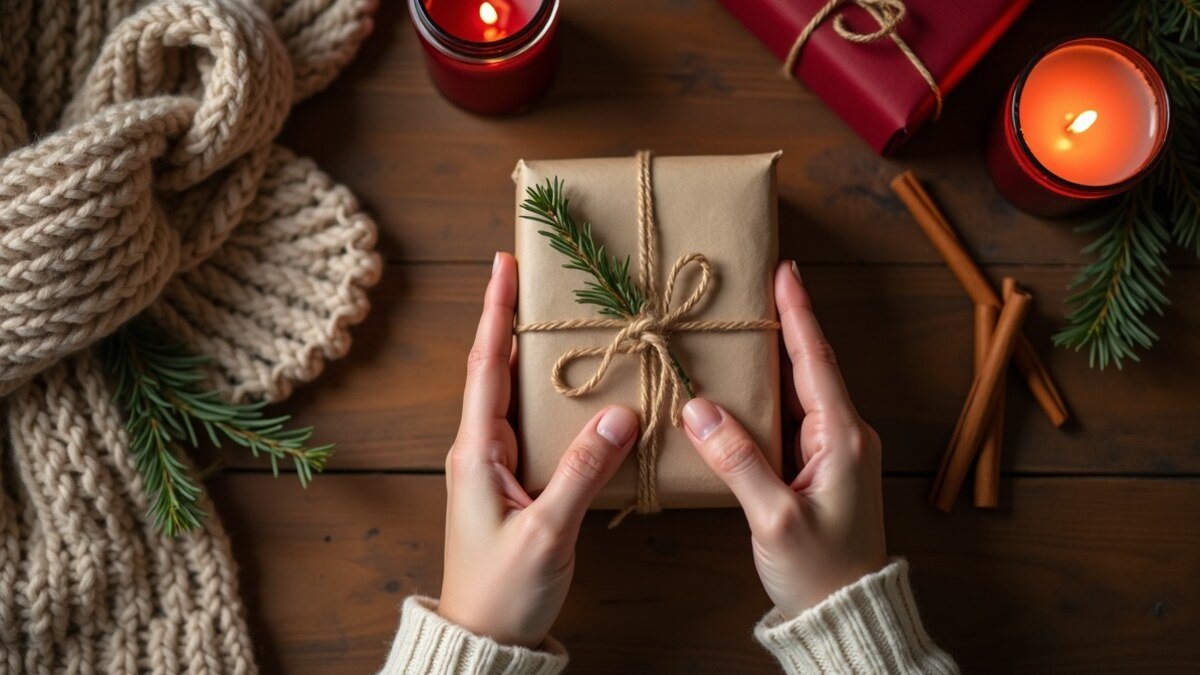 Regalos Hechos a Mano Navidad: imagen editorial de portada en estilo moderno mexicano