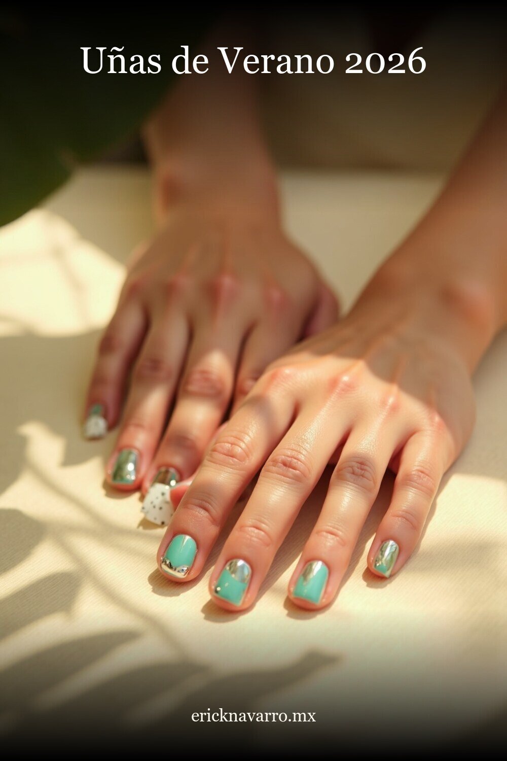 Uñas Verano 2026 - imagen pinterest Uñas Verano 2026 en estilo editorial moderno para inspiración visual en México